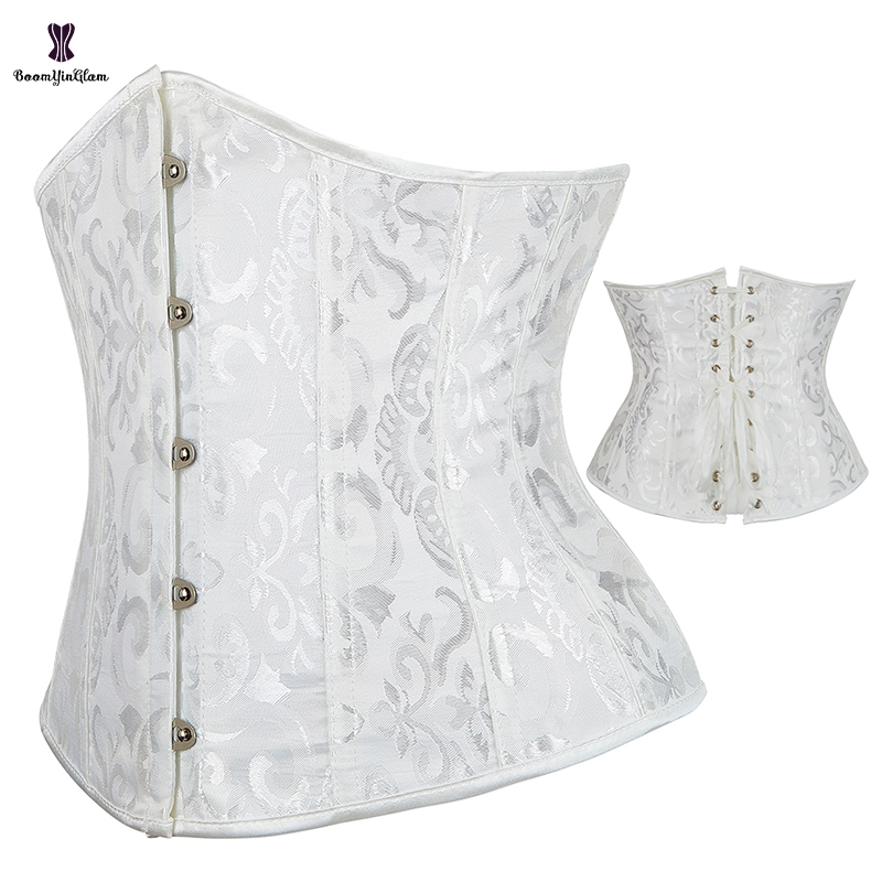 2 Color Option Lace Up Bandage Corset with Front Busk Closure Women's Slimming Bustier