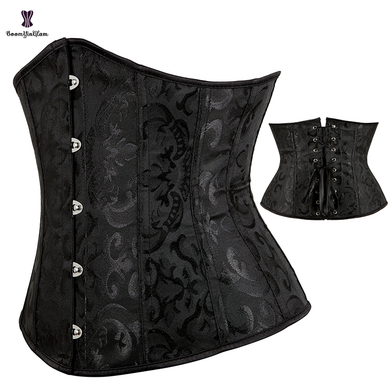 2 Color Option Lace Up Bandage Corset with Front Busk Closure Women's Slimming Bustier