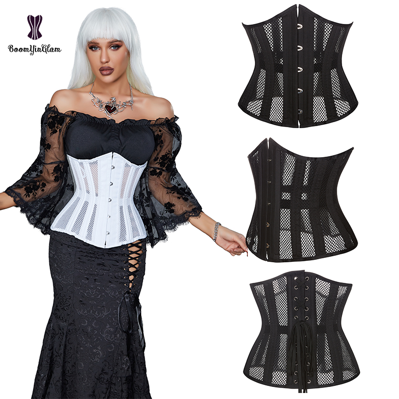 White Wedding Girdle Corset with 26 Bones Plus Size Bustier for Curvy Women