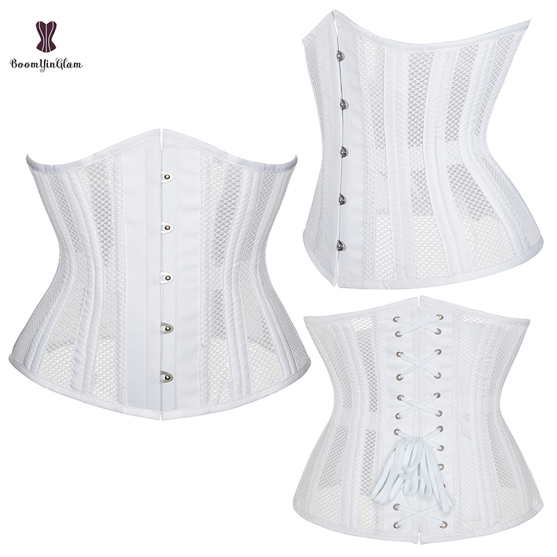 White Wedding Girdle Corset with 26 Bones Plus Size Bustier for Curvy Women