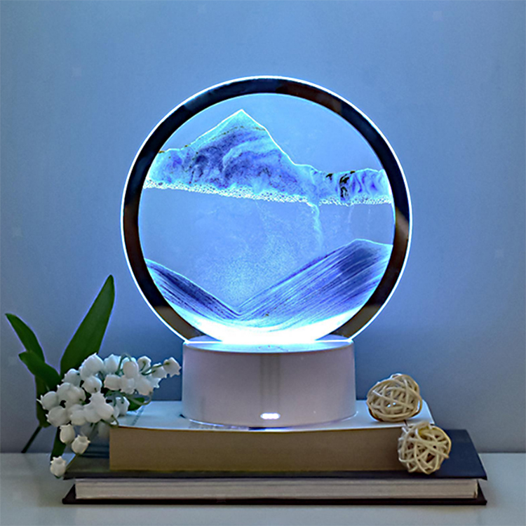 7 Color Touch Activated QuickSand Lamp Artistic Sand Painting Hourglass Table Light, Unique Decor Gift