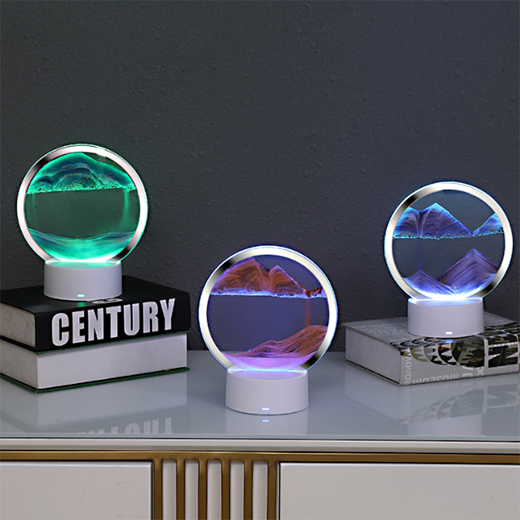 7 Color Touch Activated QuickSand Lamp Artistic Sand Painting Hourglass Table Light, Unique Decor Gift
