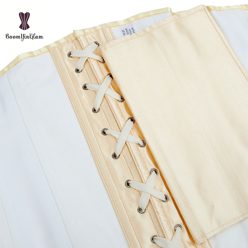 Women's Ivory Busk Bustier Shaper 5 Brooches, XXS Hourglass Corset with 24 Robs for Curvy Waist Training