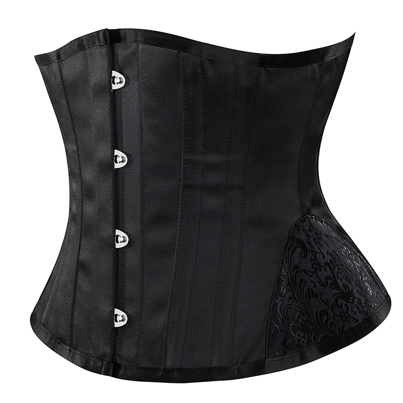 Plus Size Satin Steel Boned Underbust Corset Sexy Bustier for Hourglass Curves