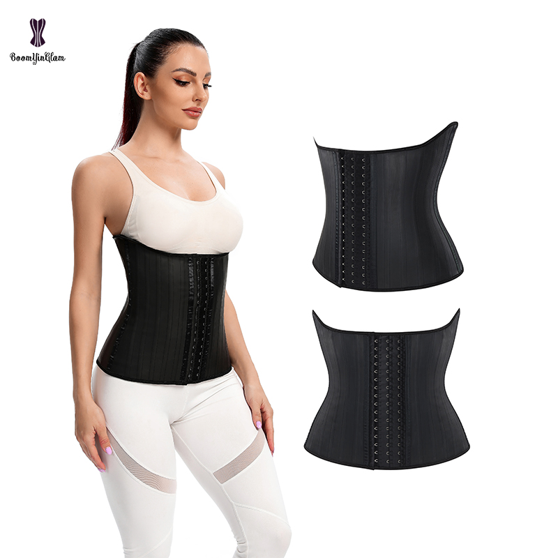 Label Genuine Leather & Rubber Waist Cincher Up Curvy Hourglass Corset, Workout Waist Trainer Belt
