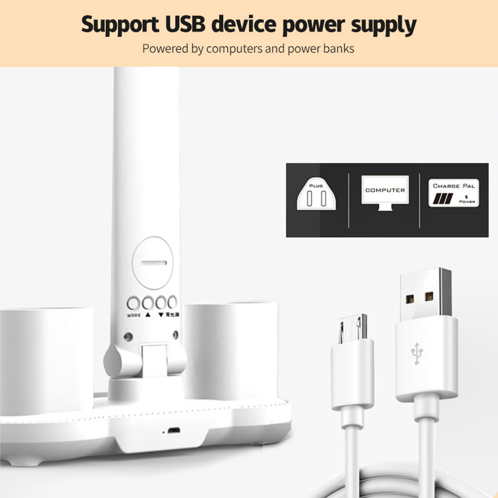 USB Dimmable Touchable LED Desk Lamp Foldable with Calendar, Temperature & Clock, Modern Table Lamp