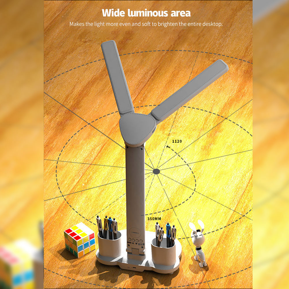 USB Dimmable Touchable LED Desk Lamp Foldable with Calendar, Temperature & Clock, Modern Table Lamp