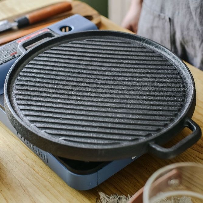 Amazon Stron Thai cookware  cast iron stripe skillet griddle grill pan fry pan Double sided available