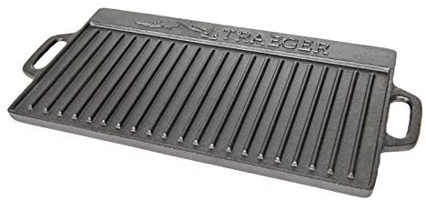Ihome Cast Iron Reversible Grill Griddle for Double Sided Grill Pan Perfect Gas Grills and Stove Tops Rectangular Baking