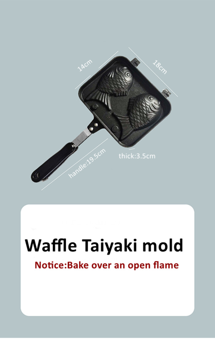 Tayaki egg waffle high quality cast iron die casting griddle pan with handle