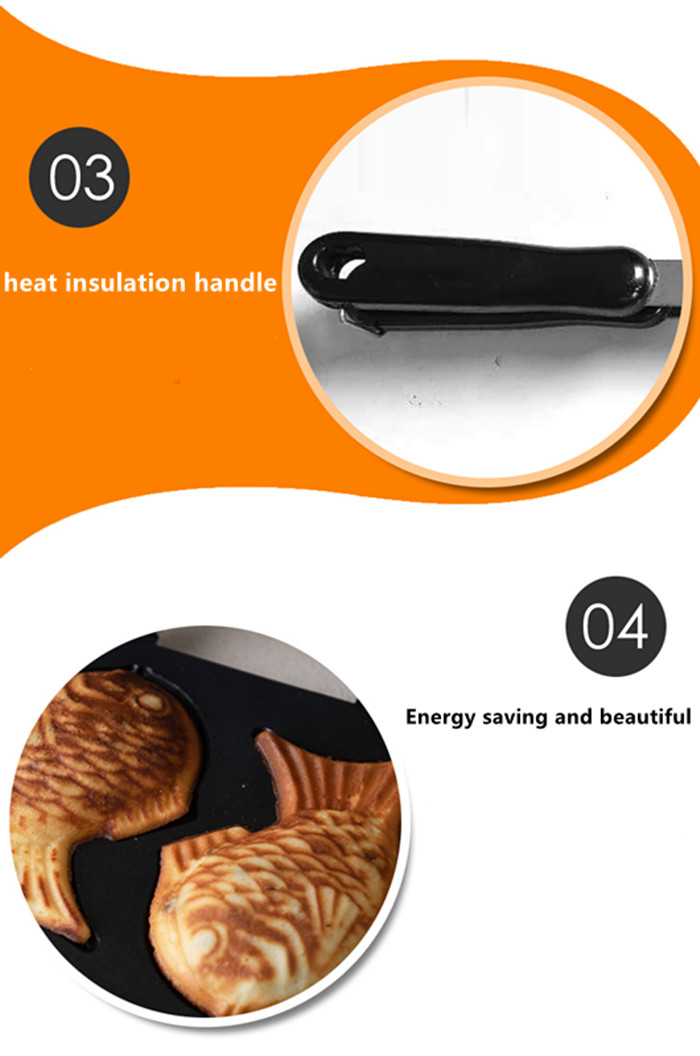 Tayaki egg waffle high quality cast iron die casting griddle pan with handle