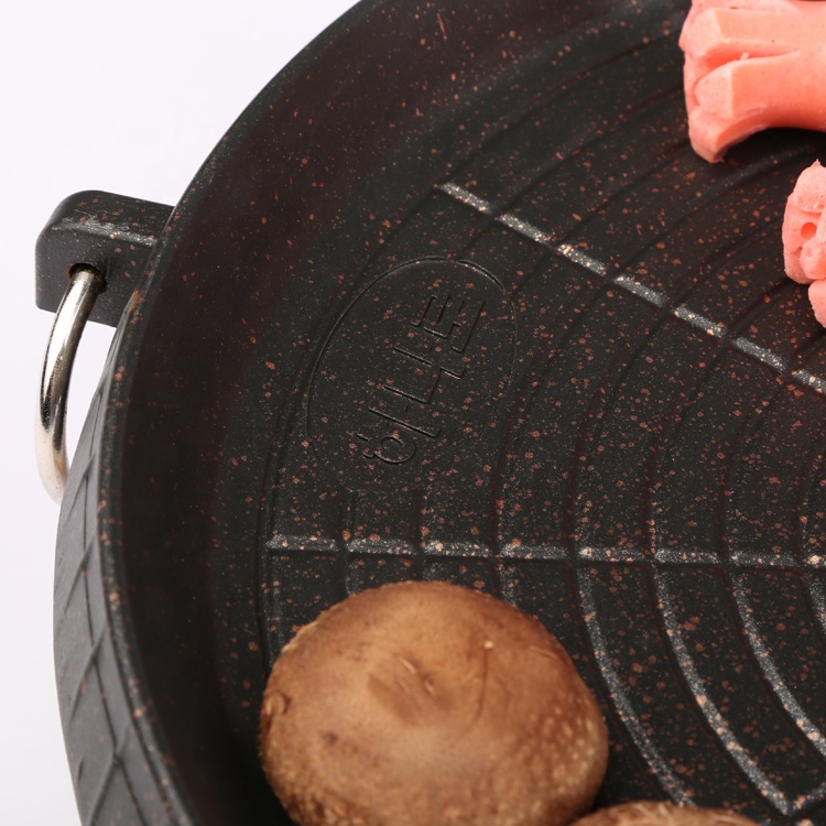 Korean aluminum around non-stick oil leakage design grill pan