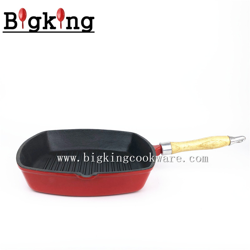 Barbeque Grill Pan/Cast Iron Square Grill Pan With Ribbed Cooking Surface/Griddle/Skillet 