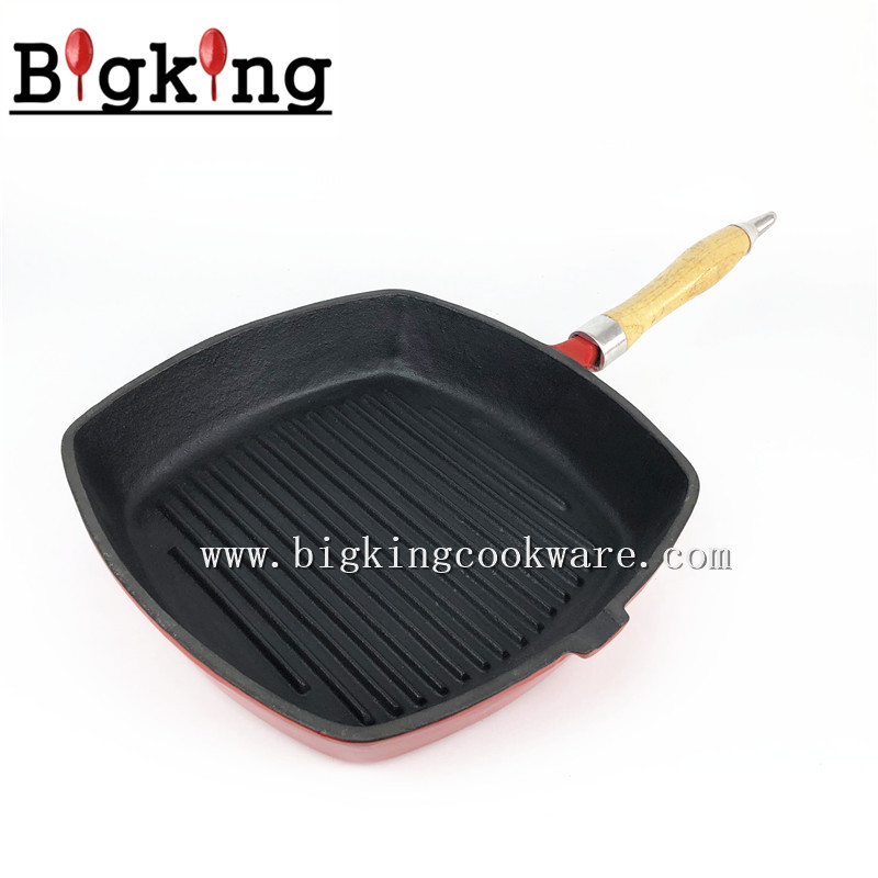 Barbeque Grill Pan/Cast Iron Square Grill Pan With Ribbed Cooking Surface/Griddle/Skillet 