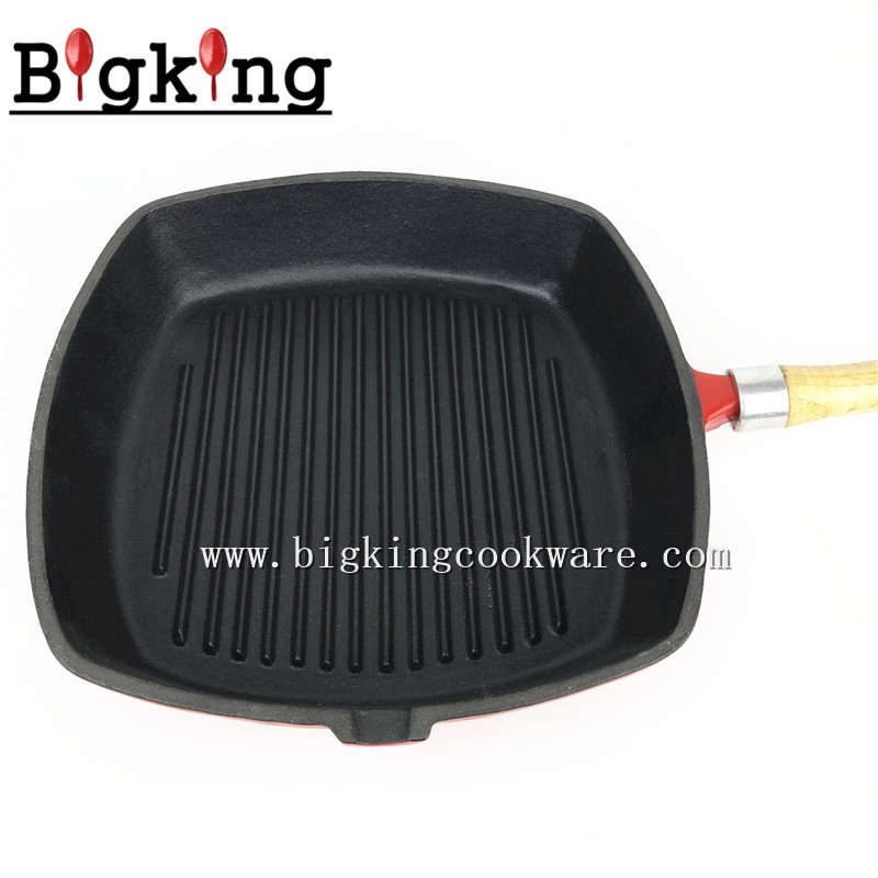Barbeque Grill Pan/Cast Iron Square Grill Pan With Ribbed Cooking Surface/Griddle/Skillet 