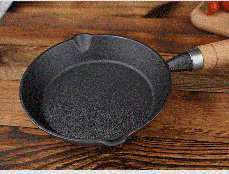 Amazon hot sale No stick cast iron fry pan cast iron cookware cooking skillet with wooden handle