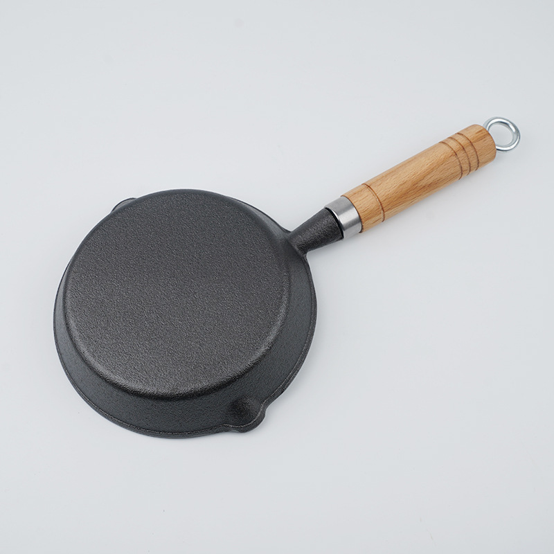 Amazon hot sale No stick cast iron fry pan cast iron cookware cooking skillet with wooden handle