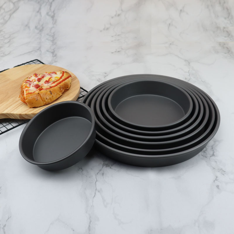   household aluminum alloy black deep hard film baking pizza dish