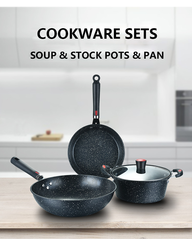 Amazon Top Seller Cookware pots and pans Kitchen Non Stick Cooking Pot Set soup stock pots Housewares