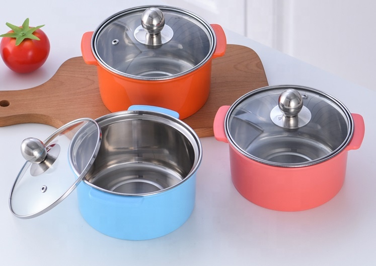 Best Selling Multicolor Stainless Steel Cookware Set Soup Pot for Hotel, Restaurant, and Home Use