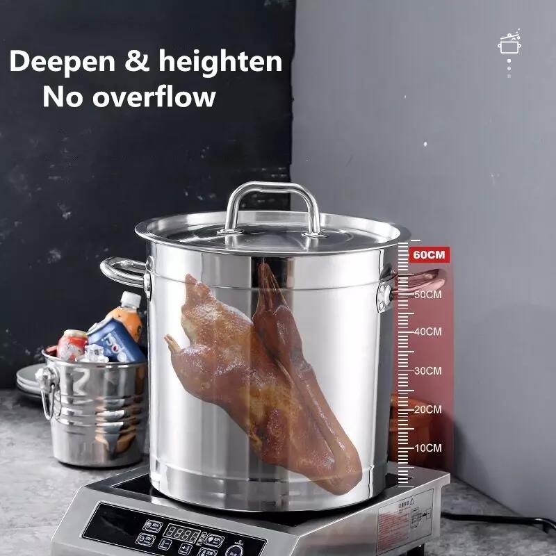 Hot Sale 304 Stainless Steel Commercial Restaurant Cooking Induction Pots Soup Pot