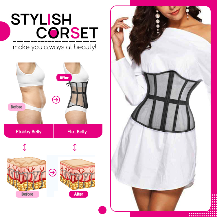 Trendy Lace Up Mesh Faja Corset Hourglass Body Shaper with Tie Dye Latex for Women