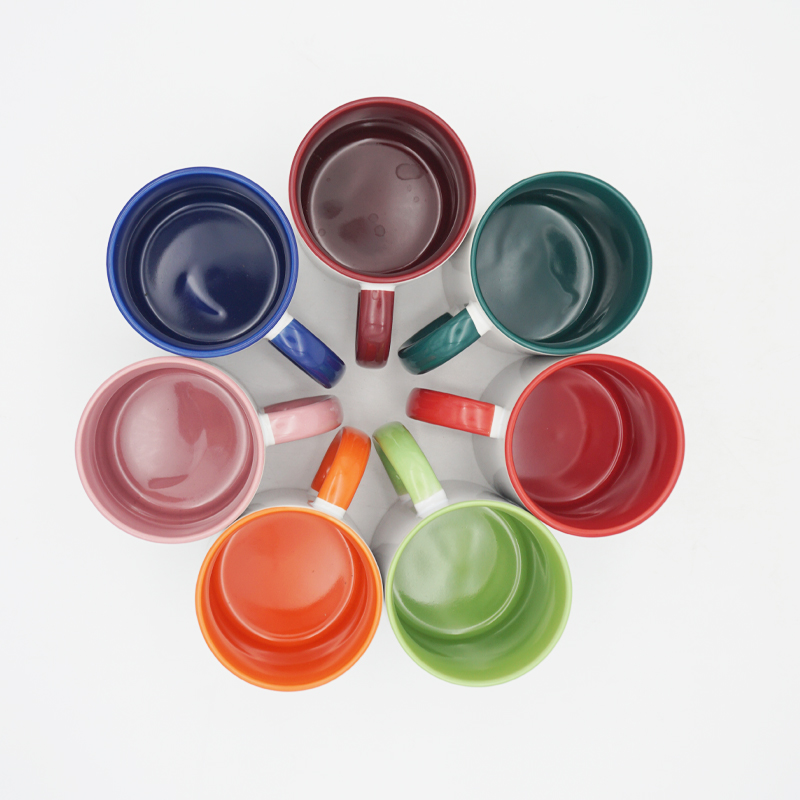 11oz pink full color printing ceramic coffee sublimation blanks straight mug with cool prints