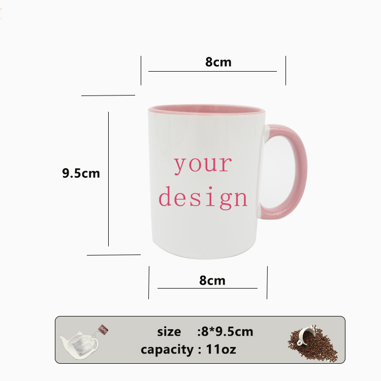 11oz pink full color printing ceramic coffee sublimation blanks straight mug with cool prints