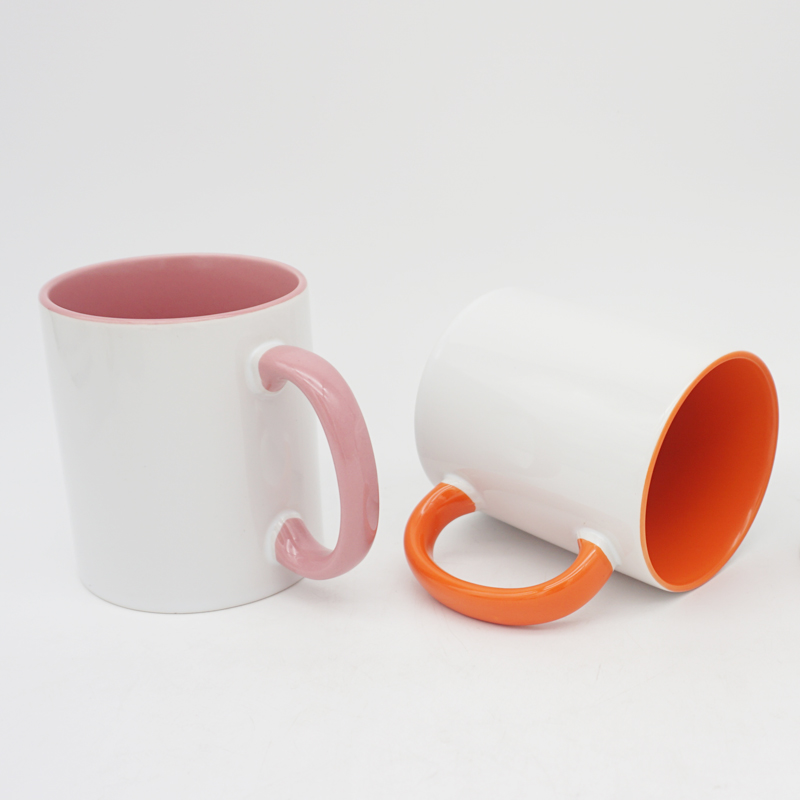 11oz pink full color printing ceramic coffee sublimation blanks straight mug with cool prints