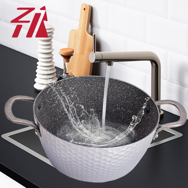 Forged Cookware Non Stick  Marble Coating Aluminum Casserole with lid