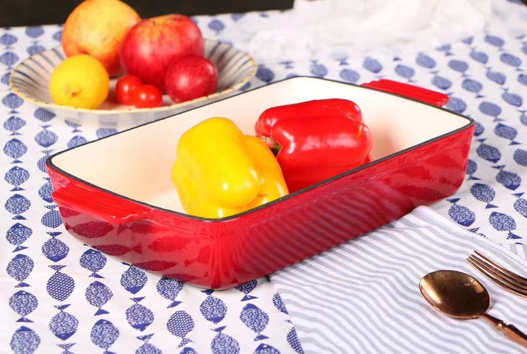 square shape private label non-stick preseasoned cast iron pot dutch oven ceramic casserole with lid kitchen items kitch