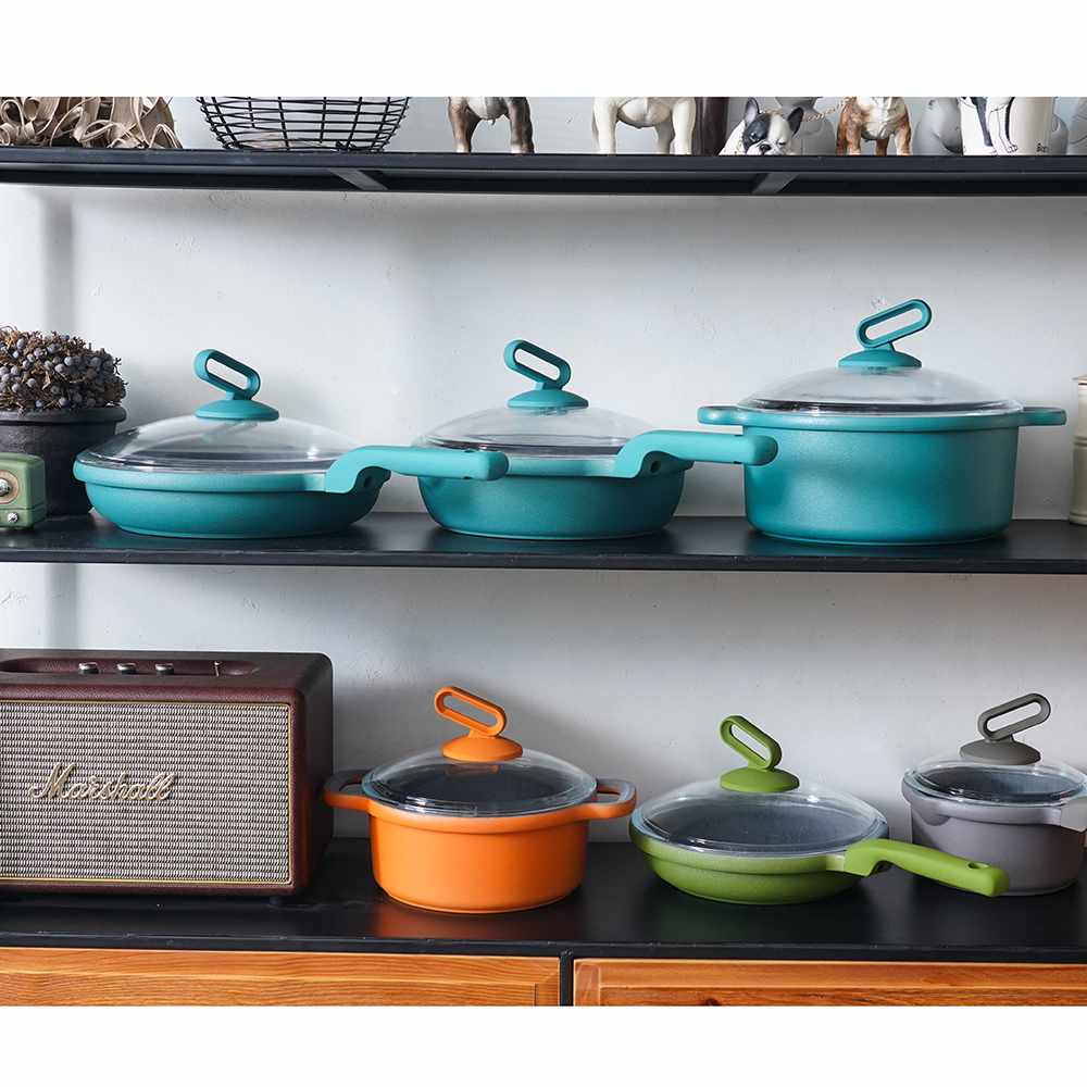  Quality Casting Aluminium Nonstick Marble Coating And Safe Glass Lid Frypan Casseroles with One-stop solution