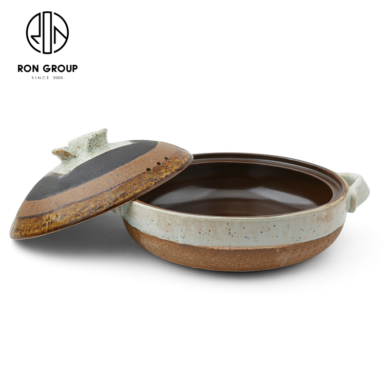  shallow crockery  pot set vintage restaurant ceramic casserole cookware