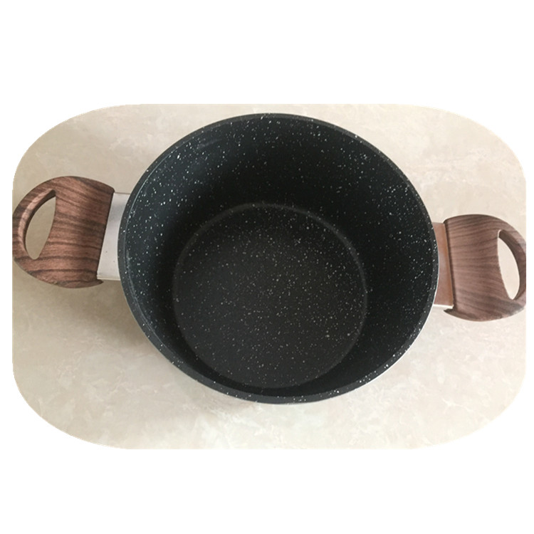 7Pcs Aluminum Marble Non Stick Forged Casserole And Grill Fry Pan Set Induction Bottom Cookware Set With Wooden Handle