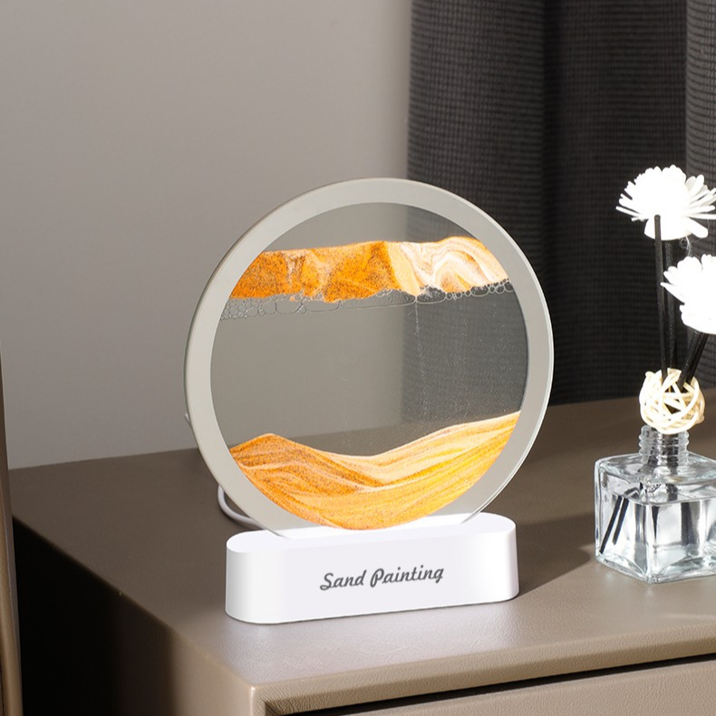 3D LED Table Lamp with Moving Quicksand Art Sand Art Picture Hourglass Lamp
