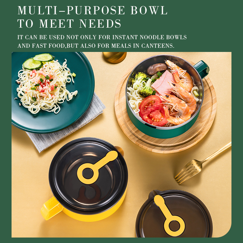 Hot Selling Kitchen Utensils 1000ml Double Layer Bowls 304 Stainless Steel Instant Noodle Drain Bowl Soup