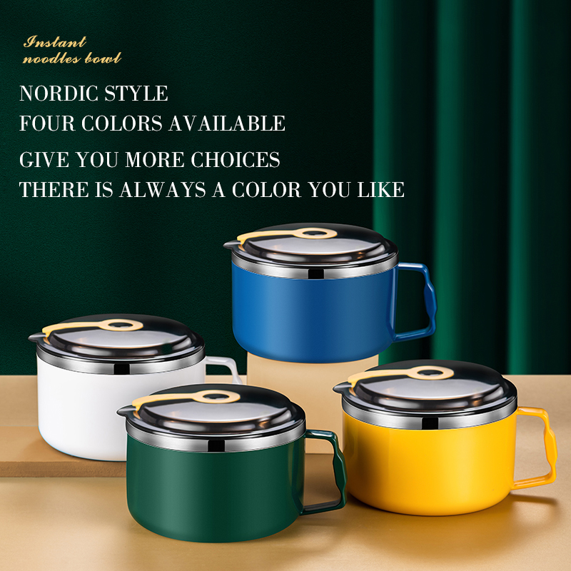 Hot Selling Kitchen Utensils 1000ml Double Layer Bowls 304 Stainless Steel Instant Noodle Drain Bowl Soup