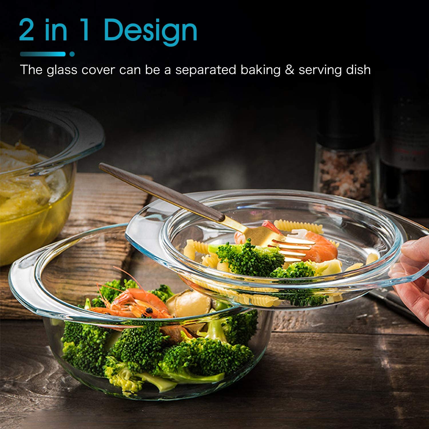 Oven safe glass casserole Borosilicate glass pot for cooking casserole with lid 1.0L table service glass pot