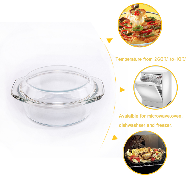 Oven safe glass casserole Borosilicate glass pot for cooking casserole with lid 1.0L table service glass pot