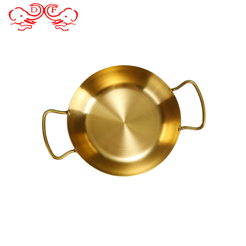 DF trading house hot sale stainless steel golden instant noodle pot Korean style Ramen cooking pot sets seafood pot