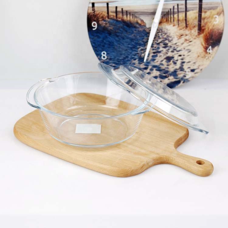 0.7L small round food grade heat resistant glass casserole with glass lid