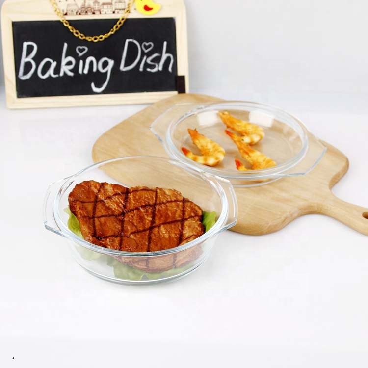 0.7L small round food grade heat resistant glass casserole with glass lid
