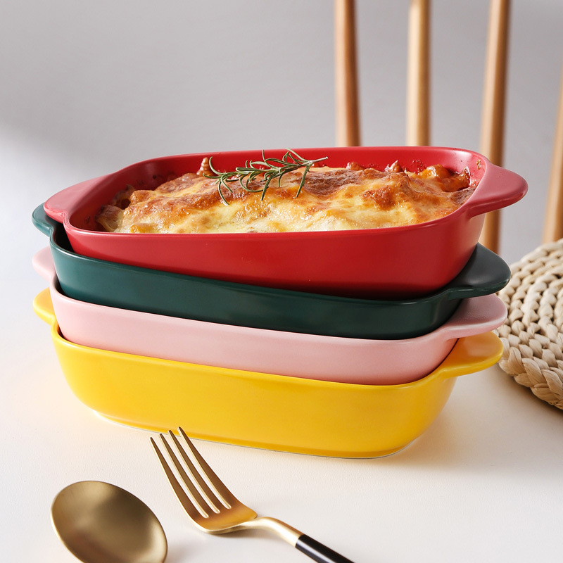 Set Of 3 Gray Gradient Rectangular Casserole Dish  Lasagna Pan Bakeware Set Ceramic Baking Dish