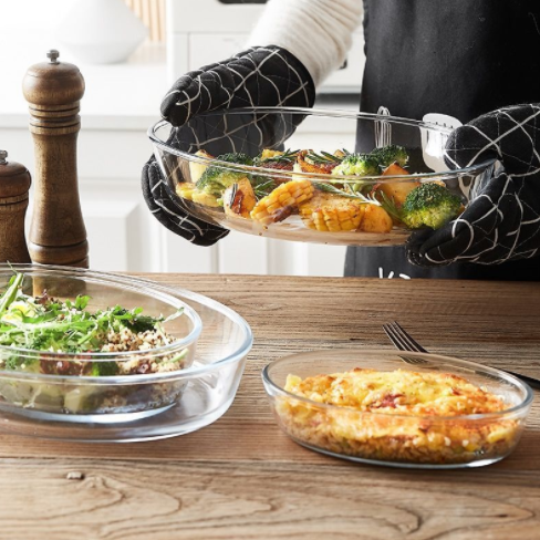 Dishwasher safe High Borosilicate Oval Ellipse Glass Baking Cooking Baking Dished Casserole Bakeware
