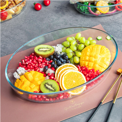 Dishwasher safe High Borosilicate Oval Ellipse Glass Baking Cooking Baking Dished Casserole Bakeware