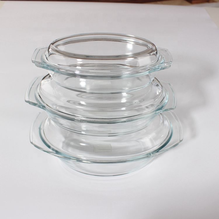 0.7L small oval  made glass casserole dish with glass lid