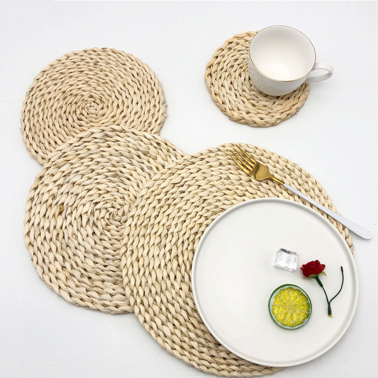 Handmade Corn Husk Woven Placemat Thick Heat Insulation Pad Anti-scalding Coaster Bowl Mat Casserole Thicken