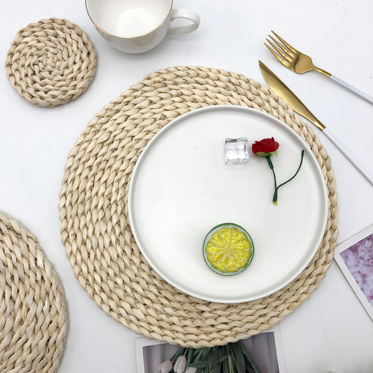 Handmade Corn Husk Woven Placemat Thick Heat Insulation Pad Anti-scalding Coaster Bowl Mat Casserole Thicken