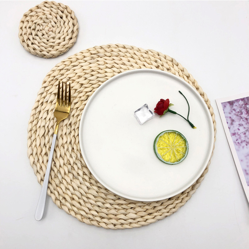 Handmade Corn Husk Woven Placemat Thick Heat Insulation Pad Anti-scalding Coaster Bowl Mat Casserole Thicken