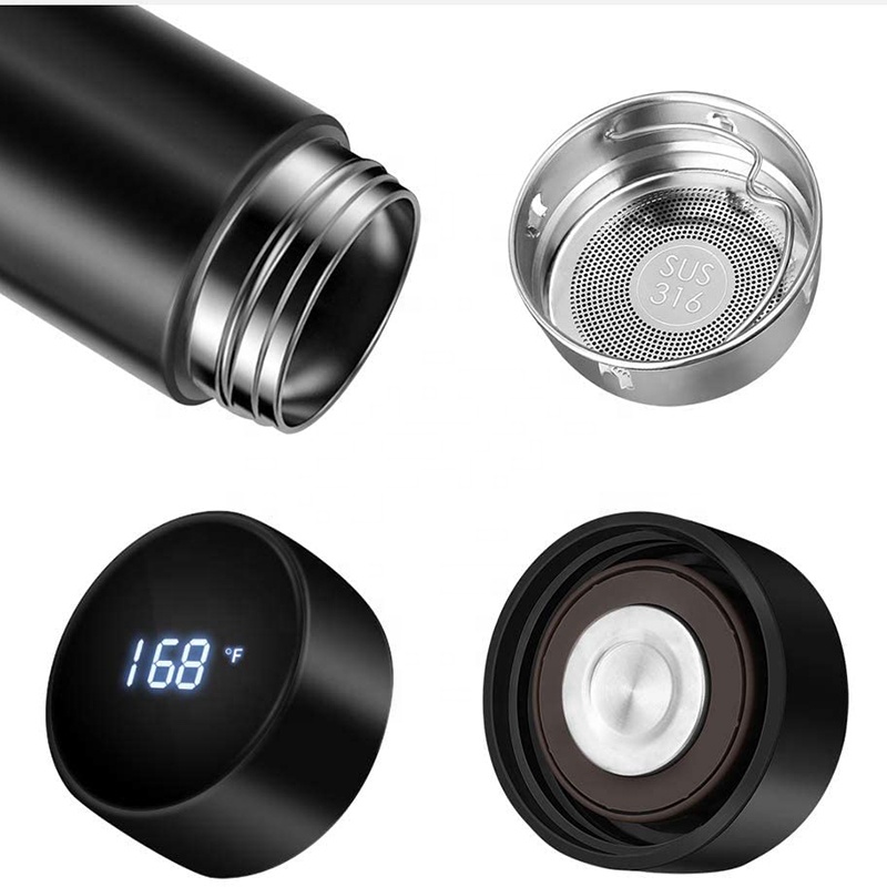 LED Temperature Display Stainless Steel Smart Water Bottle Double Walled Vacuum Insulation